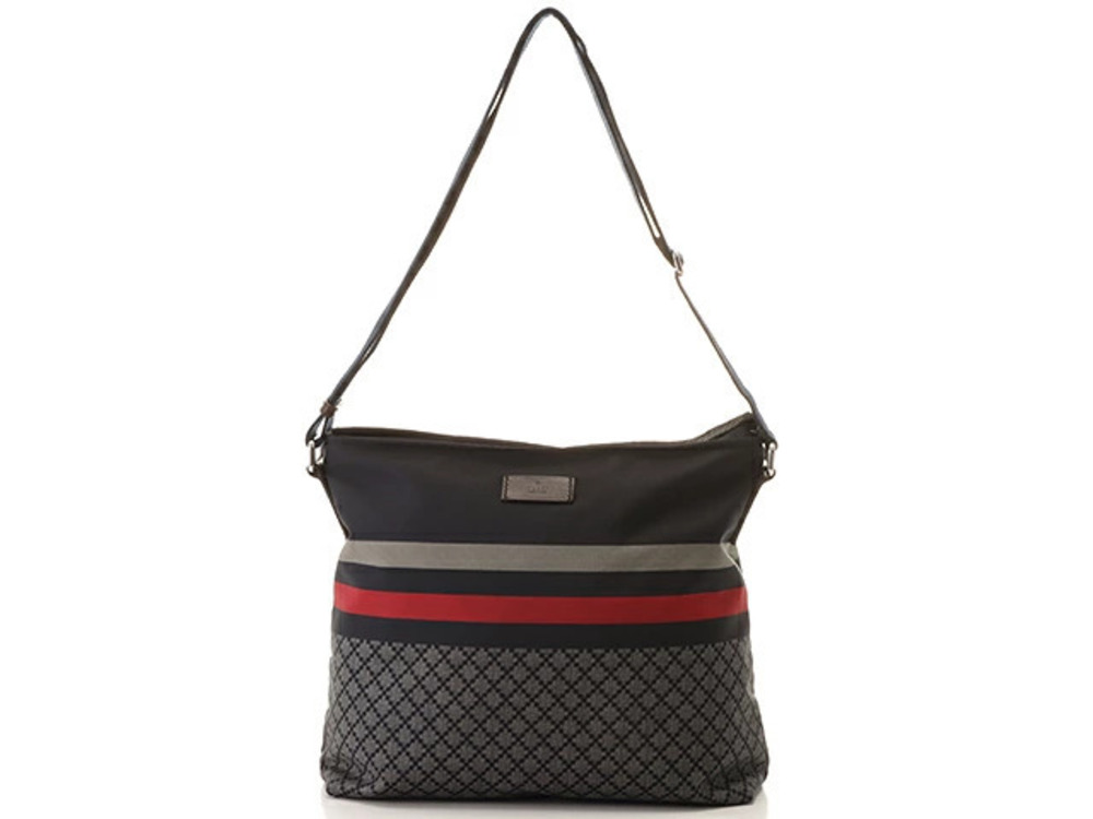 Gucci Diamante Hobo Bag Navy Blue Red Gray Leather SJ